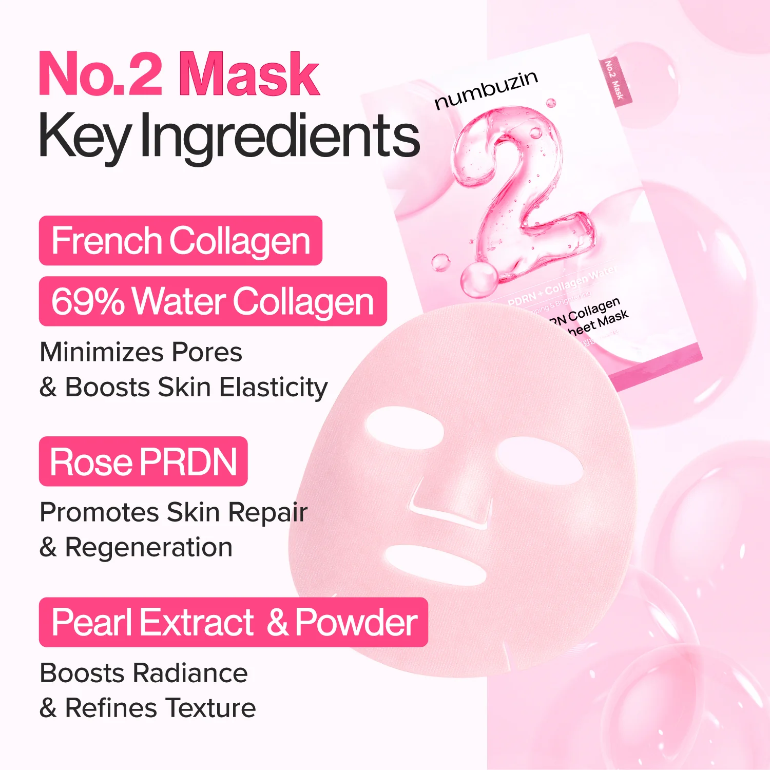 No.2 Rose PDRN Collagen Plumping Sheet Mask (4 Sheets) - Image 6