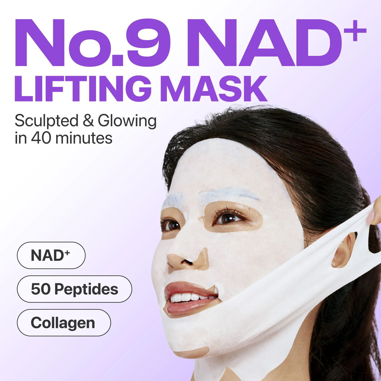 No.9 NAD+ BIO Lifting-sil Full Face Mask (4 Sheets + Lifting Band) - Image 3